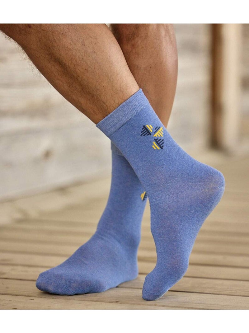 Le lot de 5 paires de chaussettes de ville  - atlas for men Bleu Violet clair Blanc - Kiabi