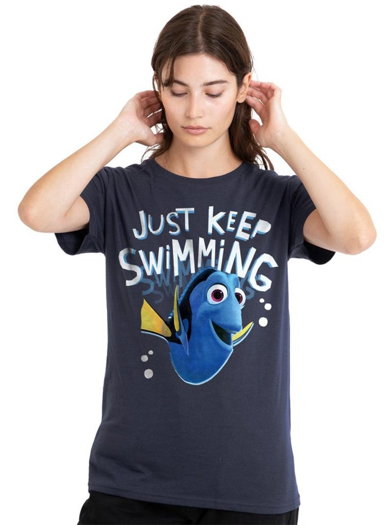 Le Monde de Nemo - T-shirt JUST KEEP SWIMMING (Dory, Nemo) Bleu nuit - Kiabi
