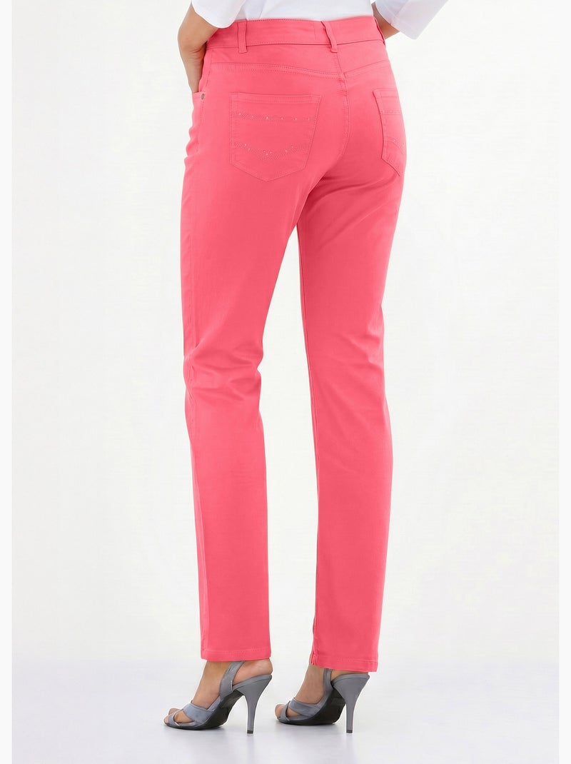 Le pantalon 5 poches brodé - Afibel Rose - Kiabi