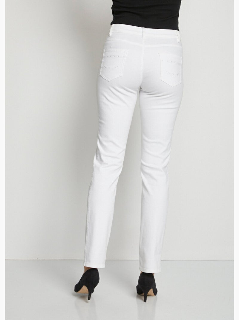 Le pantalon 5 poches brodé Blanc - Kiabi