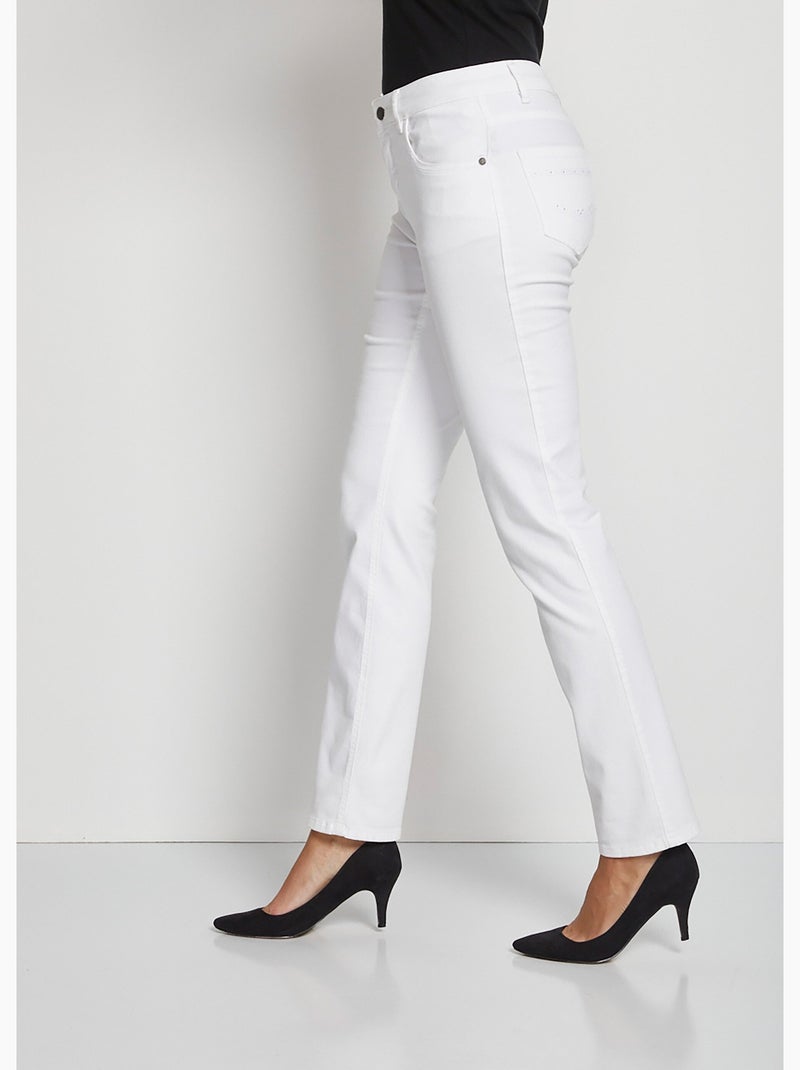 Le pantalon 5 poches brodé Blanc - Kiabi