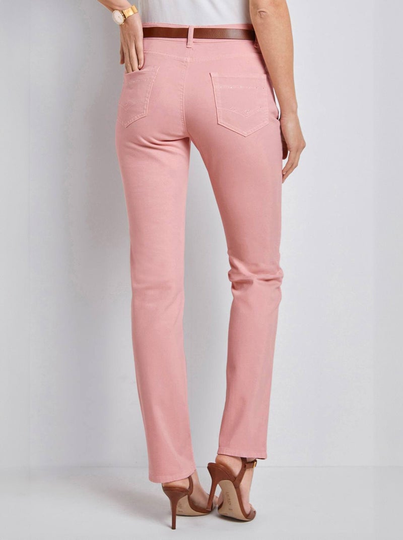 Le pantalon 5 poches brodé Rose clair - Kiabi