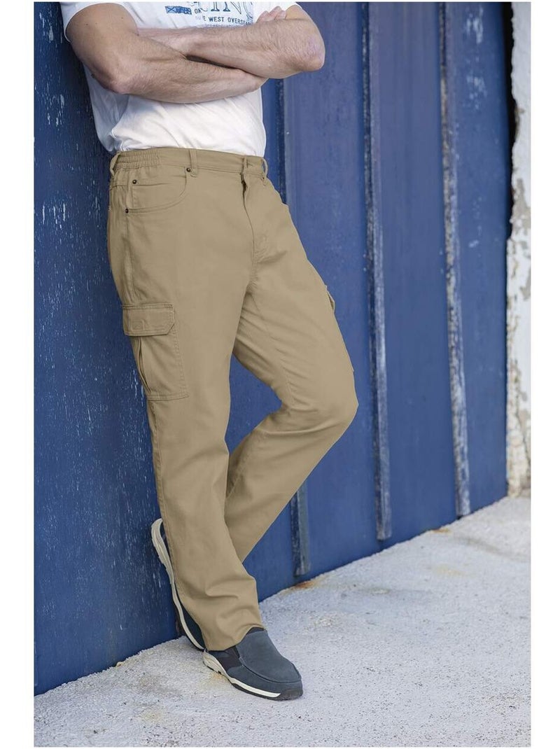 Le Pantalon 7 poches Taille Semi-Elastiquée Multipoche  - ATLAS FOR MEN Beige - Kiabi