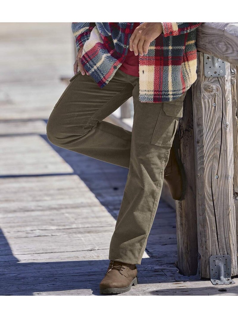 Le pantalon cargo en velours stretch  - atlas for men Taupe - Kiabi