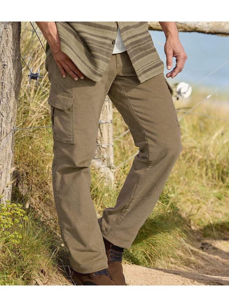 Le pantalon cargo velours stretch confort  - atlas for men Marron - Kiabi