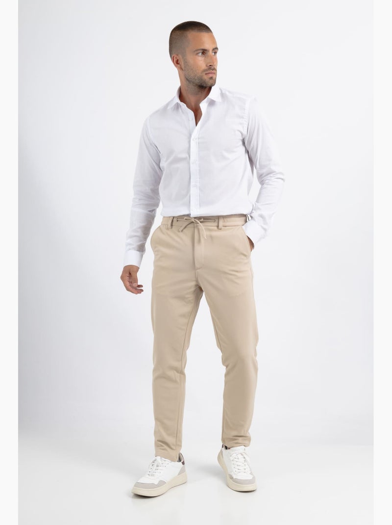 Le pantalon habillé à cordon moderne Beige - Kiabi