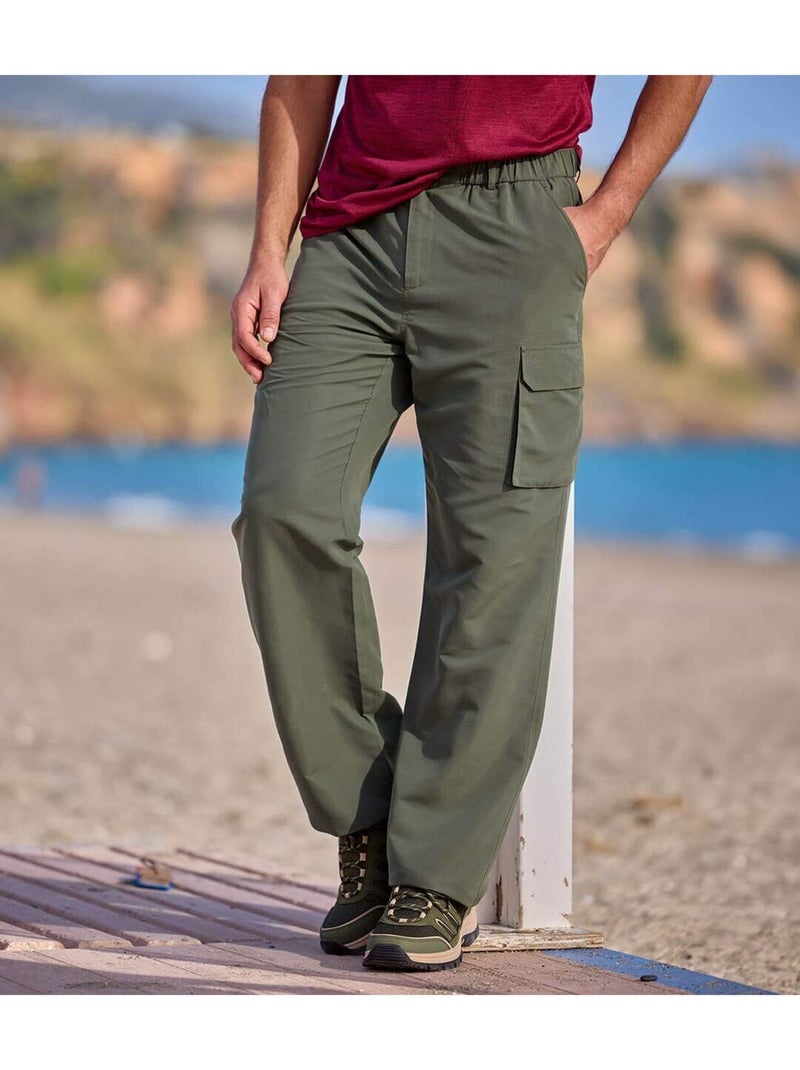 Le pantalon rando multipoches doublé polaire  - atlas for men Kaki - Kiabi