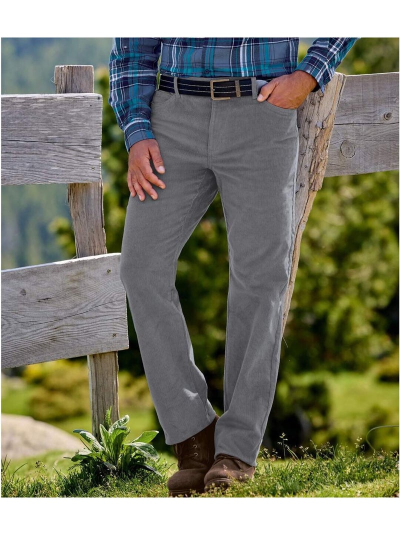 Le pantalon velours 5 poches stretch  - atlas for men Gris - Kiabi
