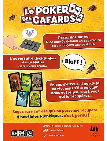 Le poker des cafards jeux d'ambiance