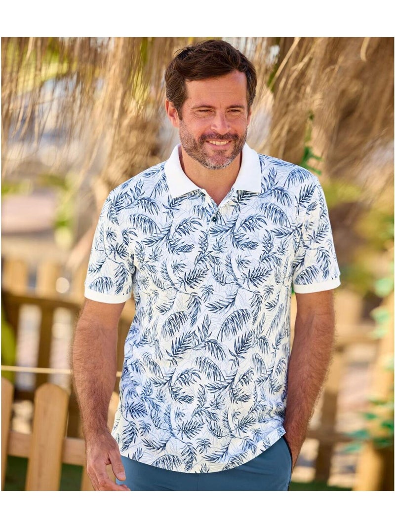 Le polo maille piquée south island  - atlas for men Blanc Bleu - Kiabi