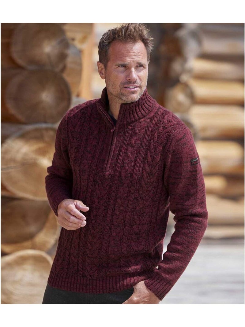Le pull camionneur tricot torsadé  - atlas for men Bordeaux - Kiabi