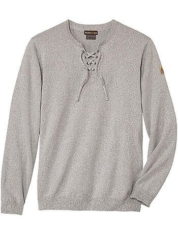 Le pull tricot en coton avec col lacet - atlas for men