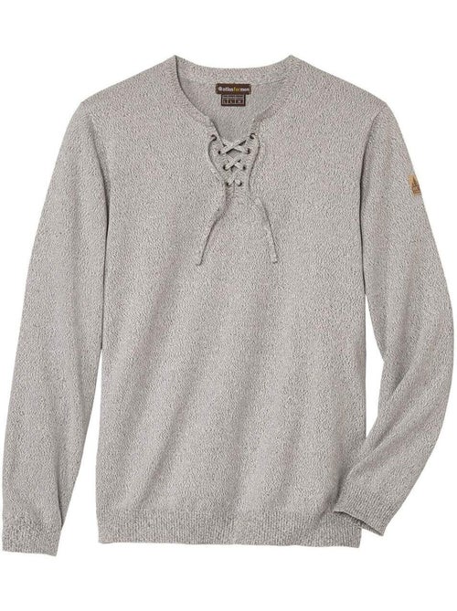 Le pull tricot en coton avec col lacet  - atlas for men - Kiabi