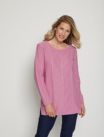 Le pull-tunique uni fantaisie torsadée