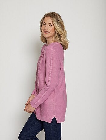 Le pull-tunique uni fantaisie torsadée