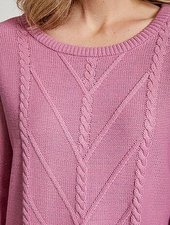 Le pull-tunique uni fantaisie torsadée