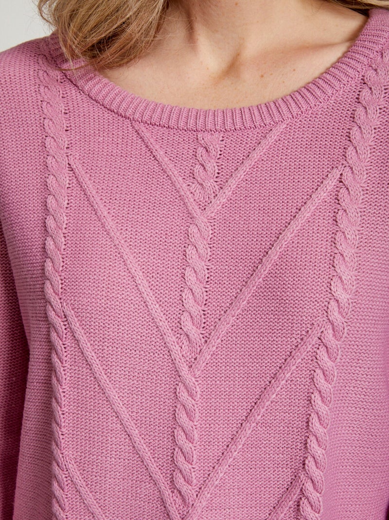 Le pull-tunique uni fantaisie torsadée Mauve lilas - Kiabi