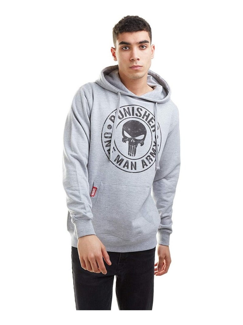Le Punisseur - Sweat à capuche ONE MAN ARMY (Punisher) Gris Noir Noir - Kiabi