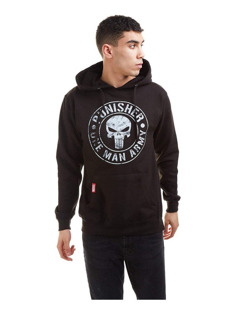 Le Punisseur - Sweat à capuche ONE MAN ARMY (Punisher) Noir Blanc - Kiabi