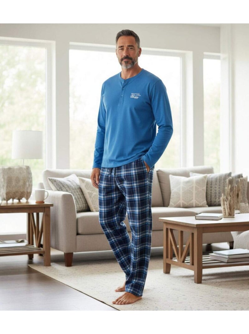 Le Pyjama Bi-Matière Fantaisie  - ATLAS FOR MEN Bleu - Kiabi