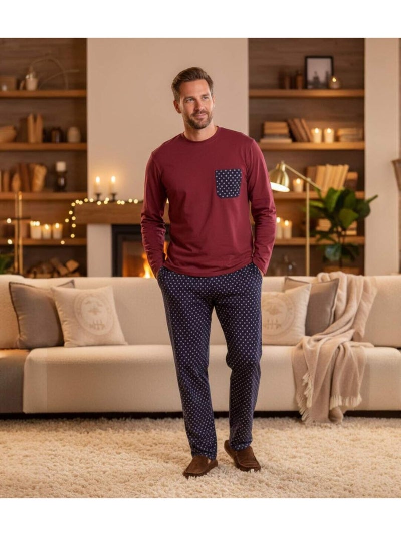 Le Pyjama Coton Fantaisie Bicolore  - ATLAS FOR MEN Bordeaux - Kiabi