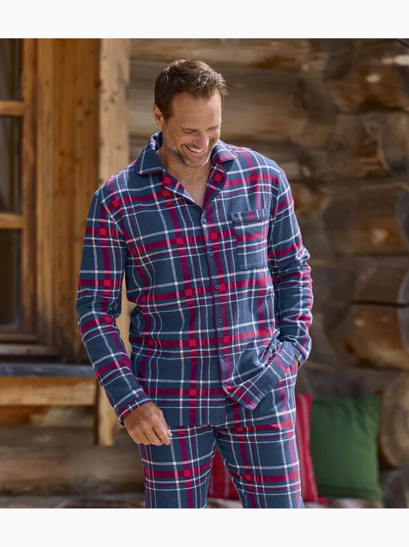 Le pyjama flanelle ecossais   - atlas for men Bleu Rouge - Kiabi