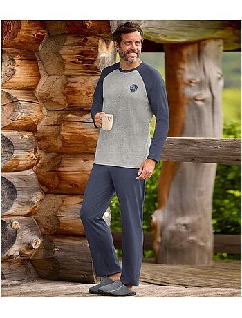 Le pyjama jersey col rond manche raglant haut bicolore - atlas for men