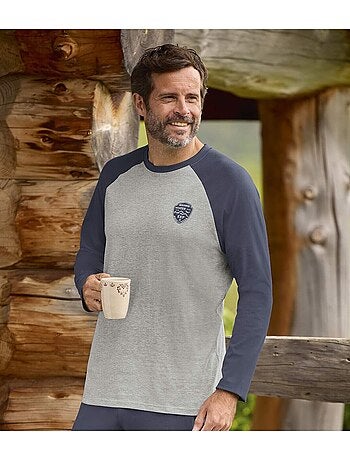 Le pyjama jersey col rond manche raglant haut bicolore - atlas for men