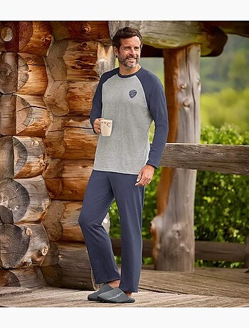 Le pyjama jersey col rond manche raglant haut bicolore - atlas for men