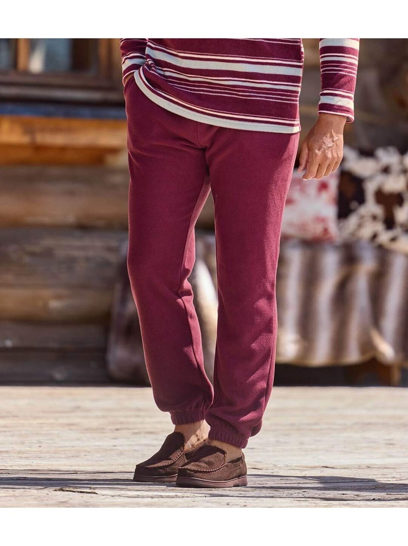 Le pyjama micropolaire rayé top confort  - atlas for men Gris Bordeaux Gris - Kiabi
