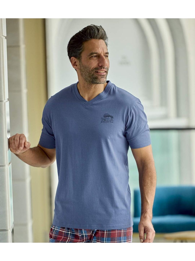 Le Pyjashort en Coton  - ATLAS FOR MEN Bleu - Kiabi
