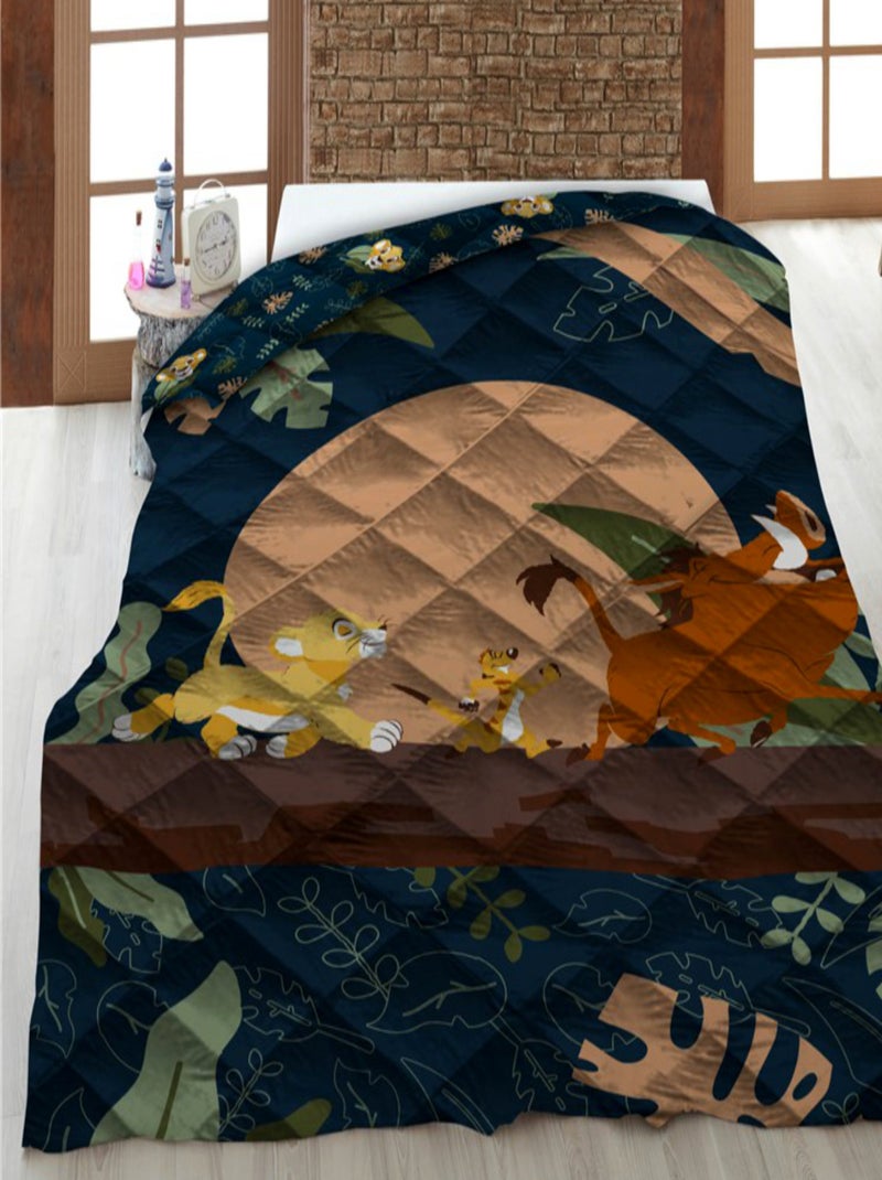 Le Roi Lion - Couette Imprimée Enfant Réversible SIMBA - Couverture 140x200 cm Bleu - Kiabi