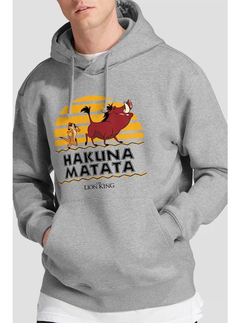 Le Roi Lion - Sweat à capuche HAKUNA MATATA Gris chiné - Kiabi