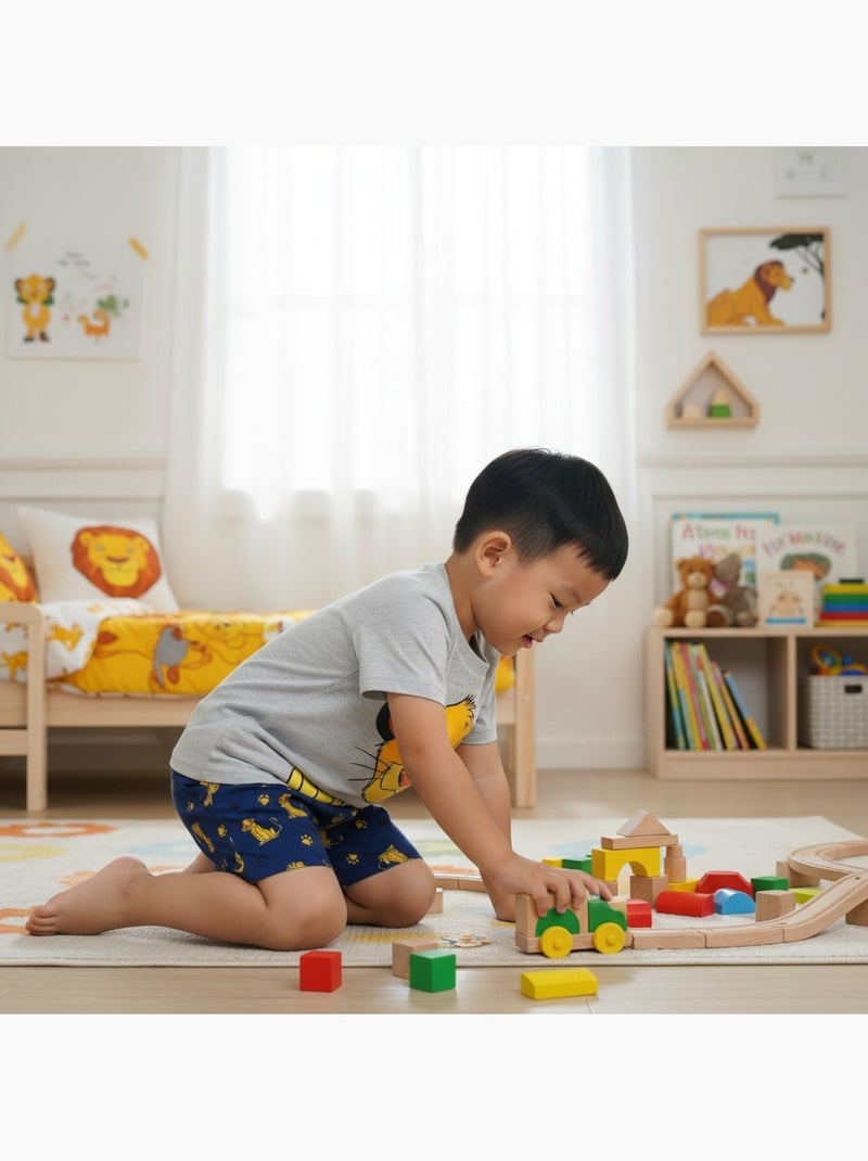 Le Roi Lion - T-shirt manches courtes personnage avec short Gris - Kiabi