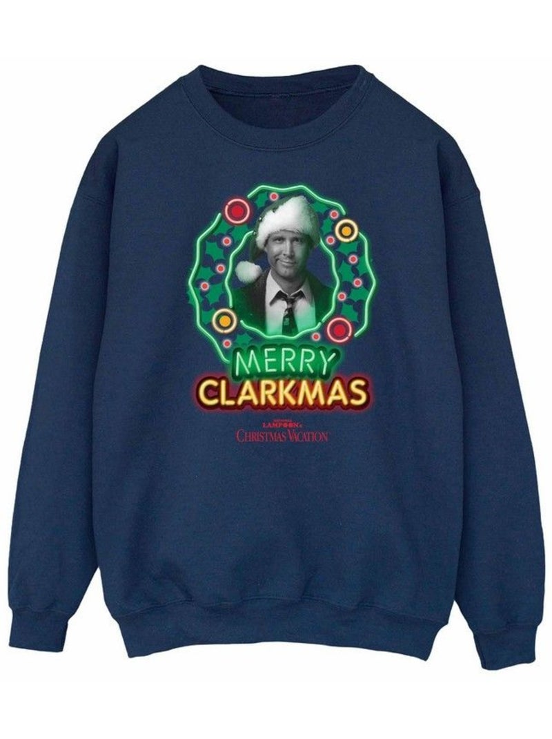 Le sapin a les boules - Sweat GREYSCALE CLARKMAS (Clark Griswold) Bleu marine - Kiabi