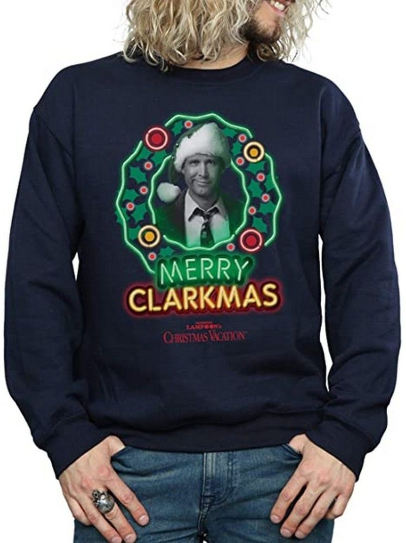 Le sapin a les boules - Sweat GREYSCALE CLARKMAS (Clark Griswold) Bleu marine - Kiabi