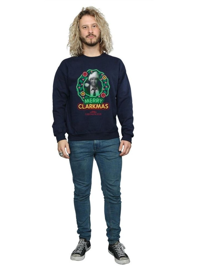 Le sapin a les boules - Sweat GREYSCALE CLARKMAS (Clark Griswold) Bleu marine - Kiabi