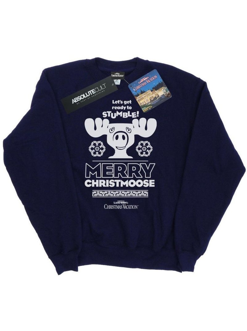 Le sapin a les boules - Sweat MERRY CHRISTMOOSE Bleu marine - Kiabi