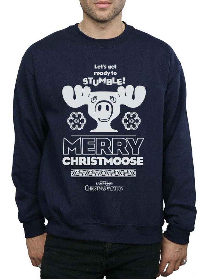 Le sapin a les boules - Sweat MERRY CHRISTMOOSE Bleu marine - Kiabi