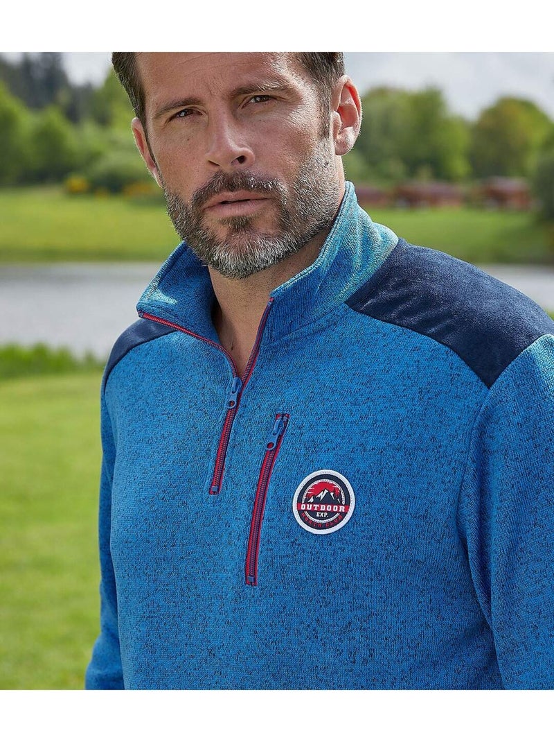 Le sweat molleton chiné outdoor  - atlas for men Bleu - Kiabi