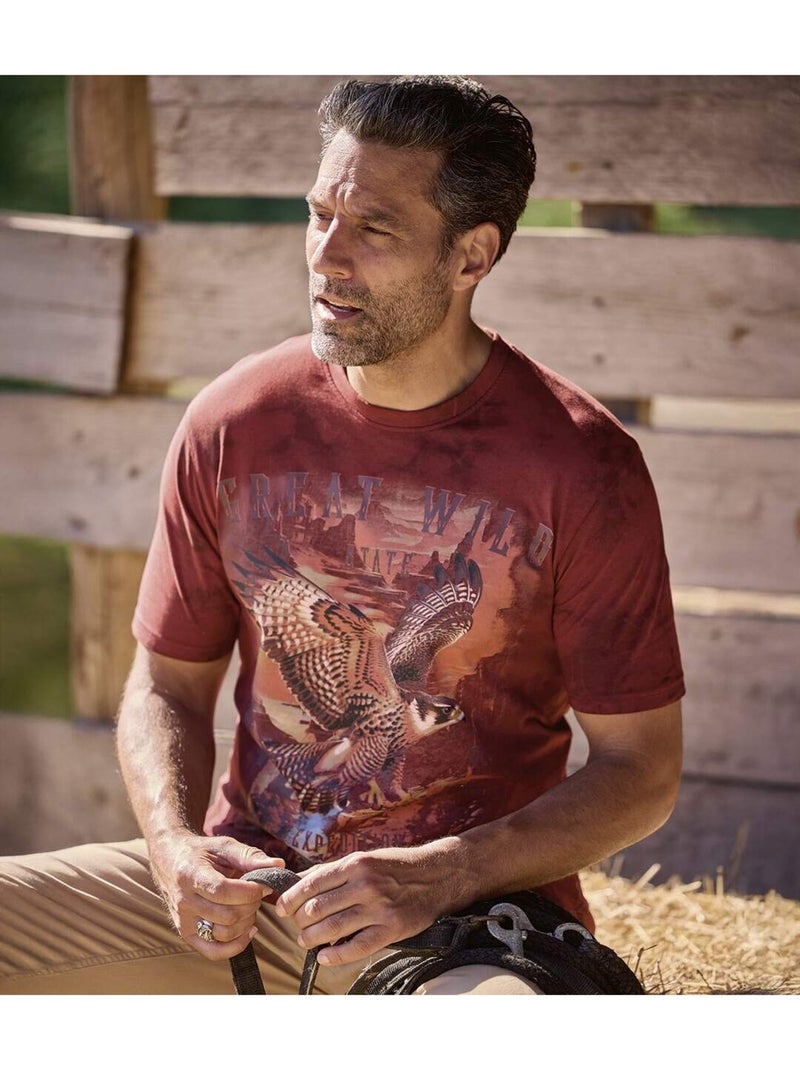 Le tee-shirt tie and dye evasion  - atlas for men Bordeaux - Kiabi