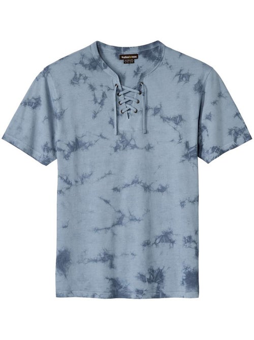 Le Tee-Shirt Tie & Dye à Col Lacé   - ATLAS FOR MEN - Kiabi