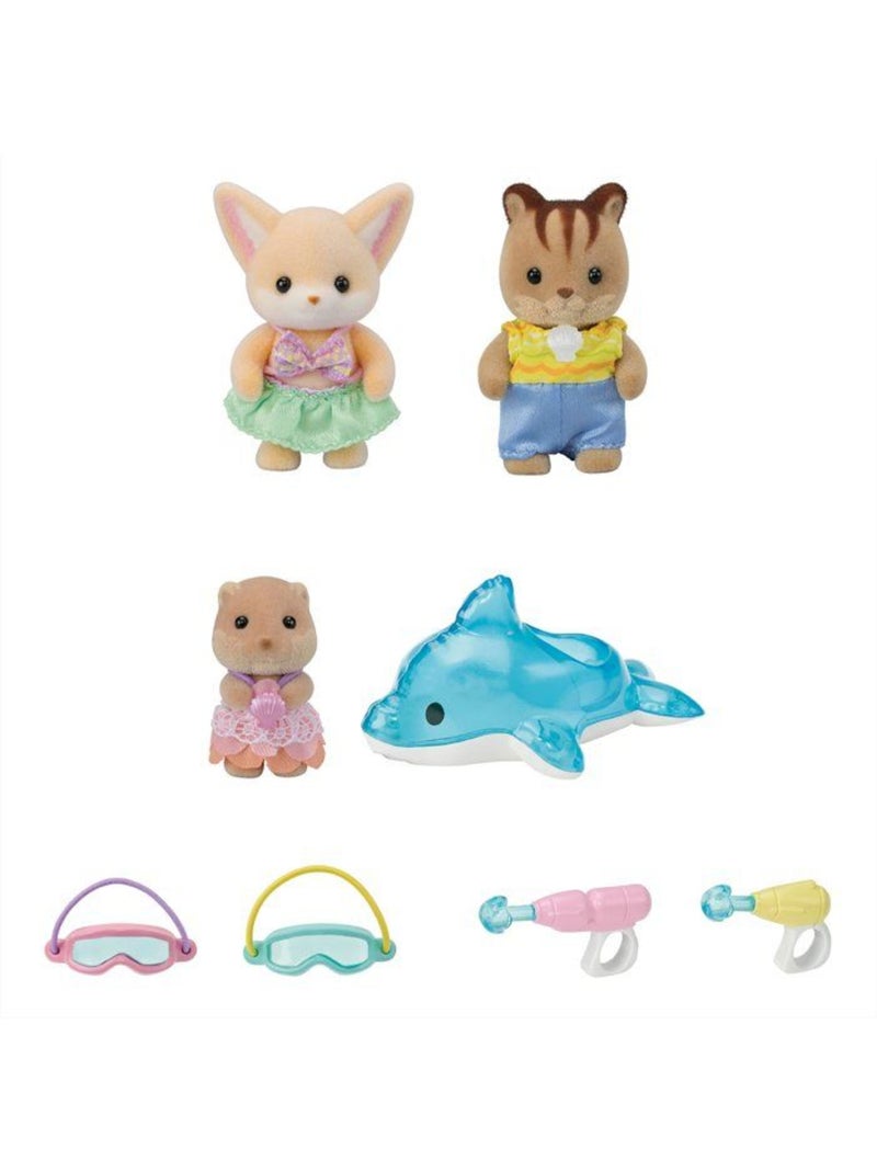 Le trio des bébés à la piscine - Sylvanian Families - 5749 Jaune - Kiabi