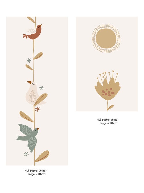 Lé unique papier peint - Motif Lili-Rose - Kiabi