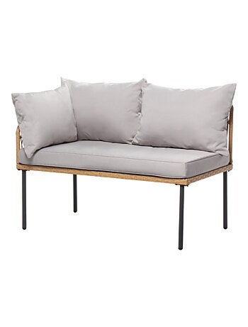 LECCE - Salon de jardin d'angle 3 places effet rotin