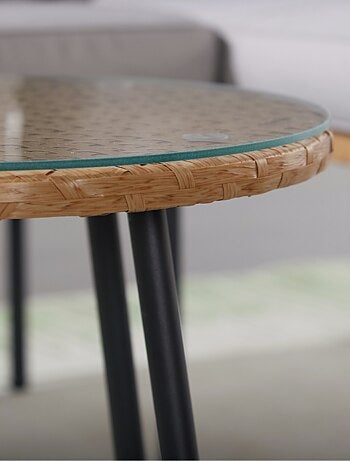 LECCE Salon de jardin d'angle 3 places effet rotin