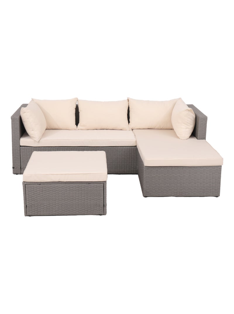 Lecci - Salon de jardin en résine tressée 4 places gris/beige Beige - Kiabi
