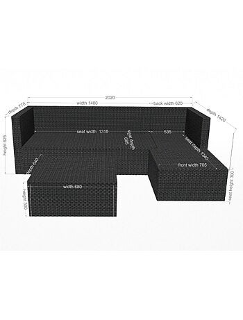 Lecci - Salon de jardin en résine tressée 4 places gris/gris clair