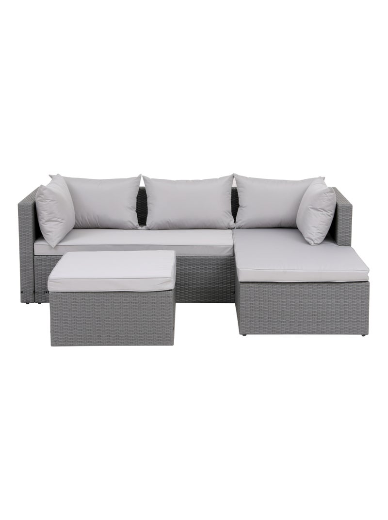 Lecci - Salon de jardin en résine tressée 4 places gris/gris clair Gris - Kiabi
