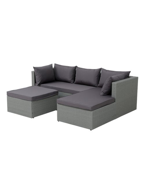 Lecci - Salon de jardin en résine tressée 4 places gris/gris foncé - Kiabi